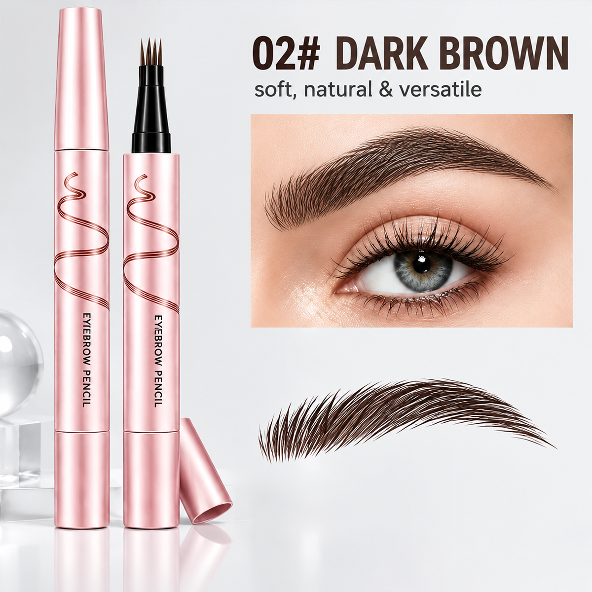 Waterproof Eyebrow Pencil with 4-Prong Tip