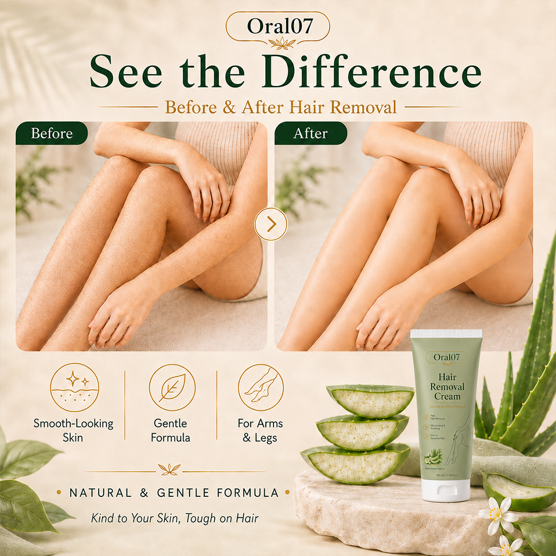 Oral07™ Natural Gentle Hair Removal Cream | For Women & Men, Sensitive Skin