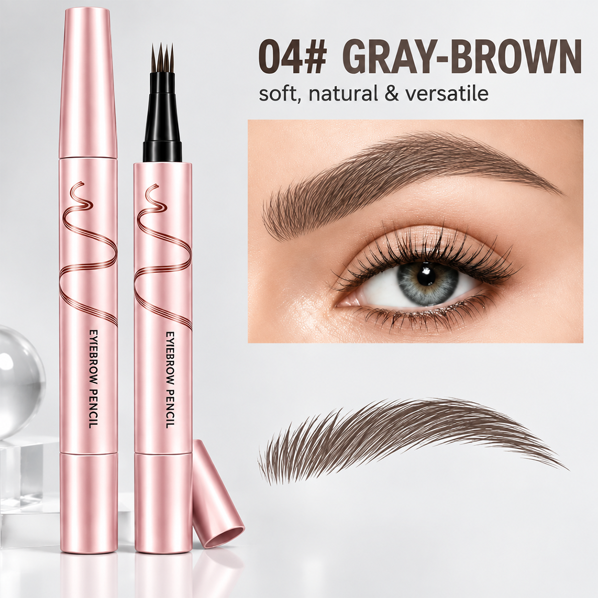 Waterproof Eyebrow Pencil with 4-Prong Tip