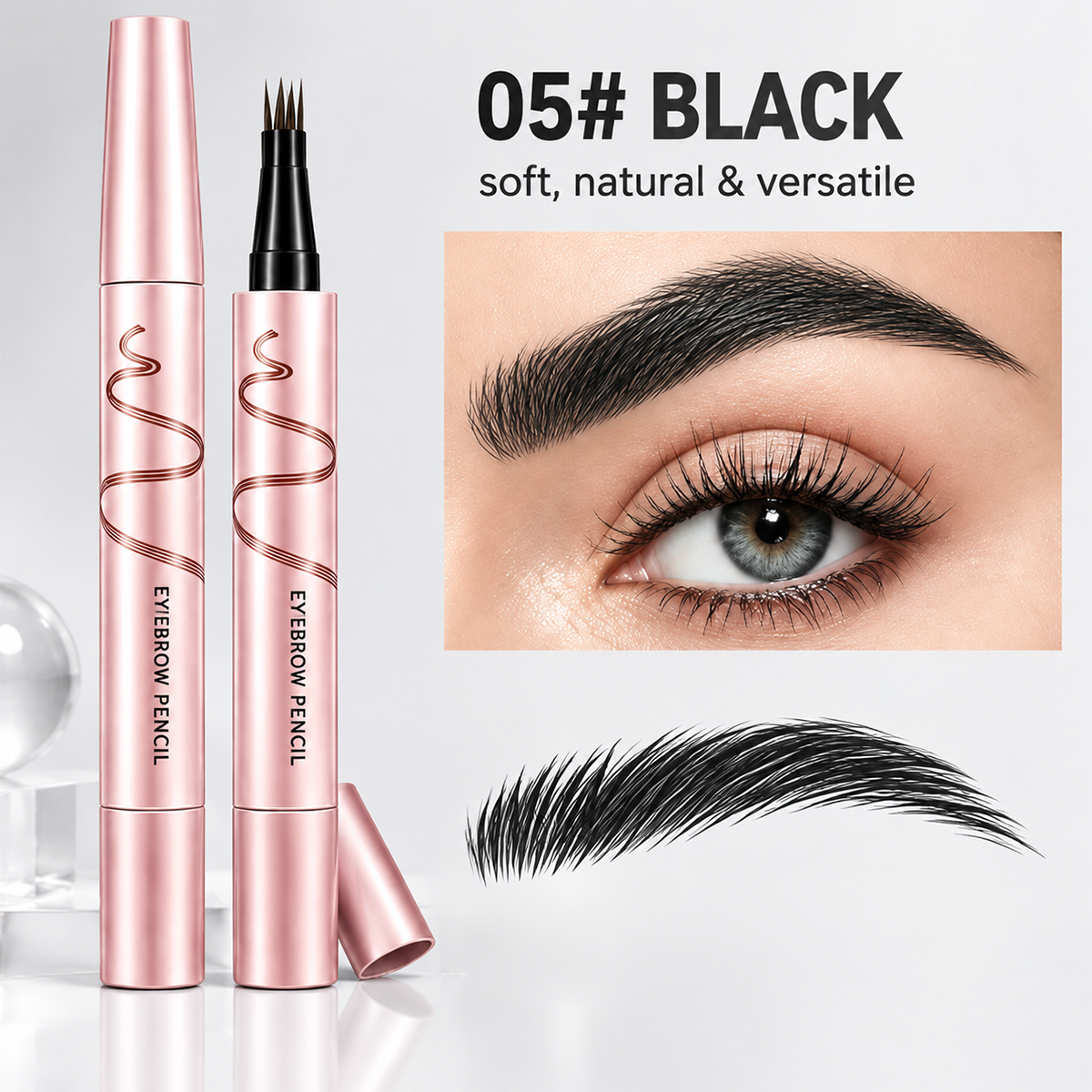 Waterproof Eyebrow Pencil with 4-Prong Tip