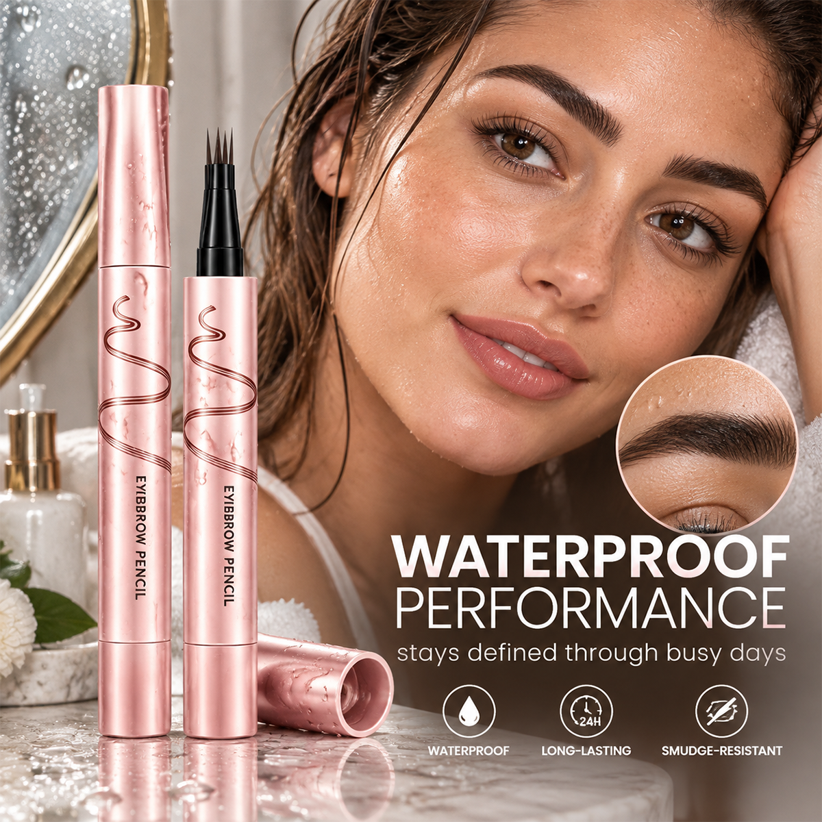 Waterproof Eyebrow Pencil with 4-Prong Tip