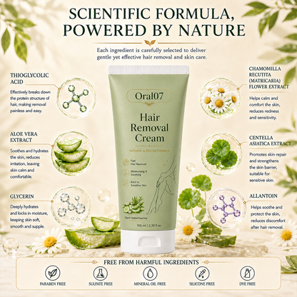 Oral07™ Natural Gentle Hair Removal Cream | For Women & Men, Sensitive Skin