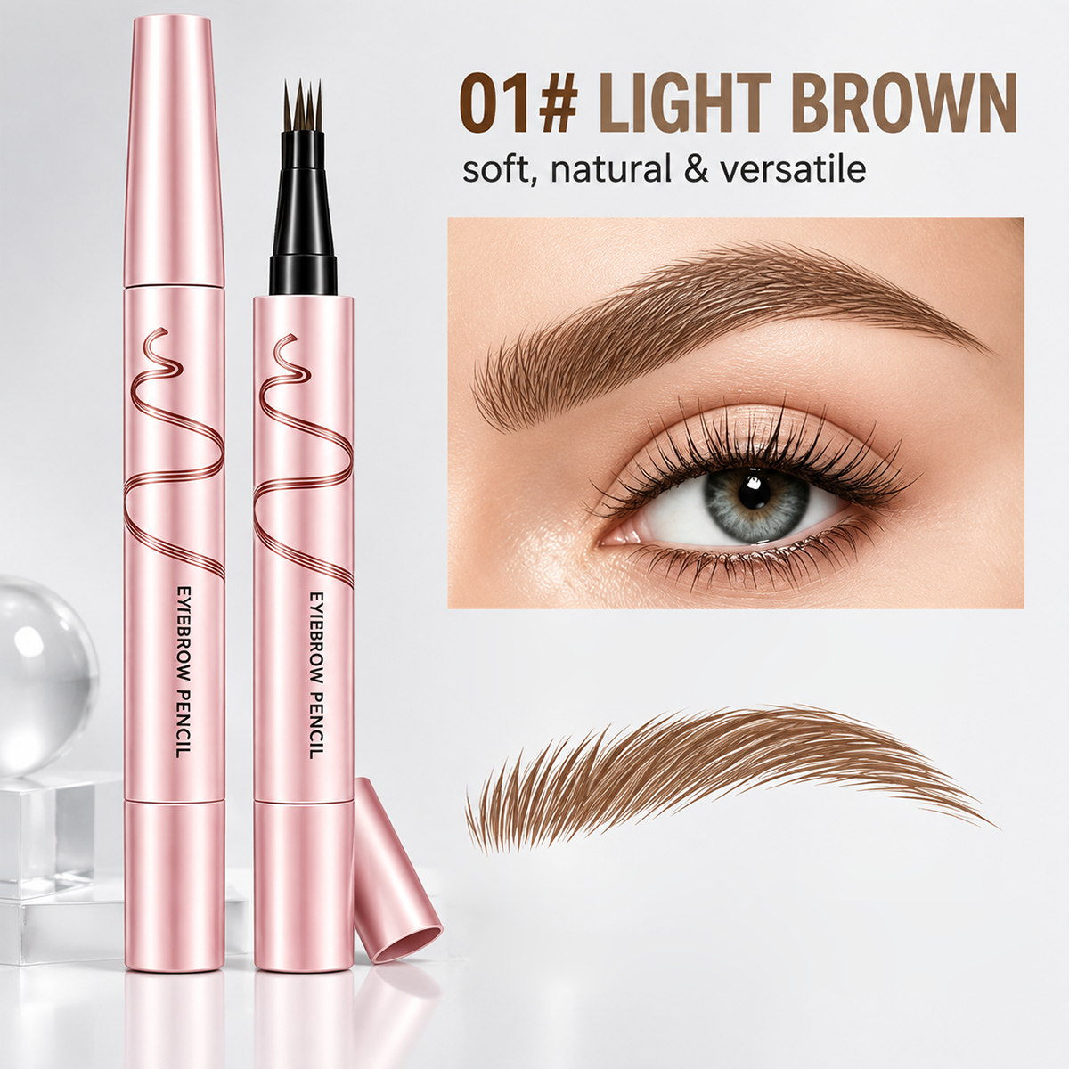 Waterproof Eyebrow Pencil with 4-Prong Tip
